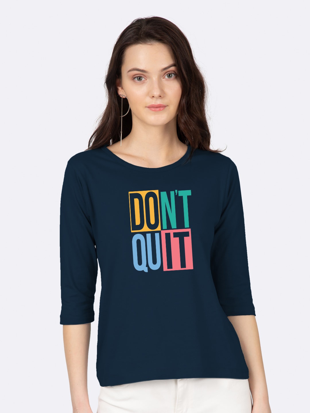 

Bewakoof Women Blue Typography Printed T-shirt