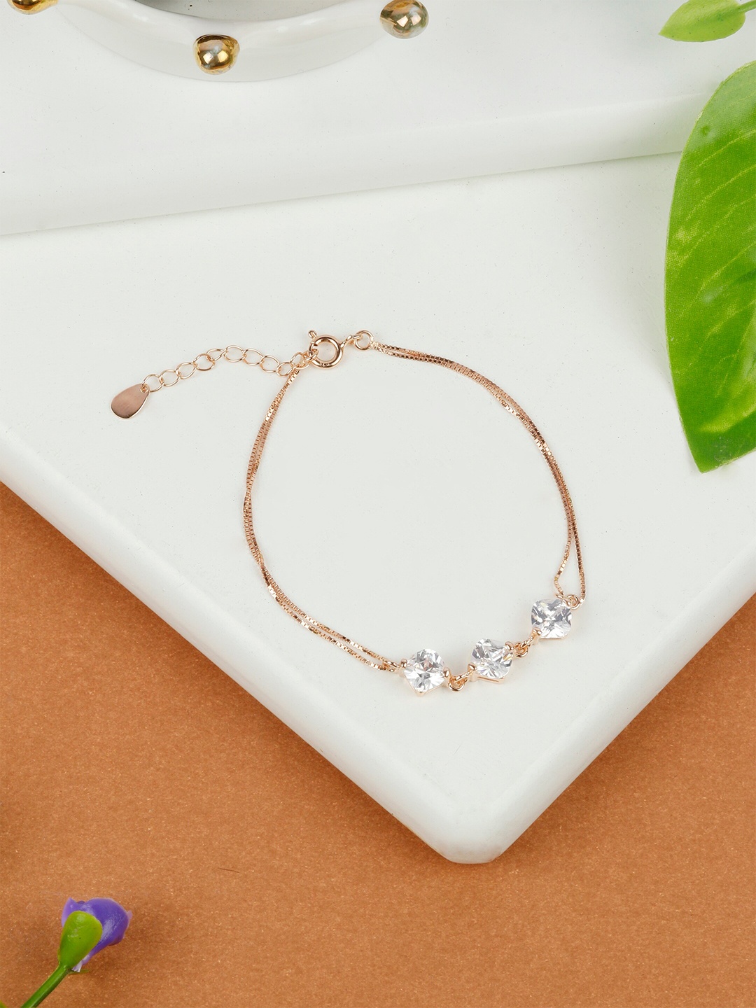 

GIVA 925 Sterling Silver Rose Gold Plated Sparkling Zircon Bracelet, Adjustable