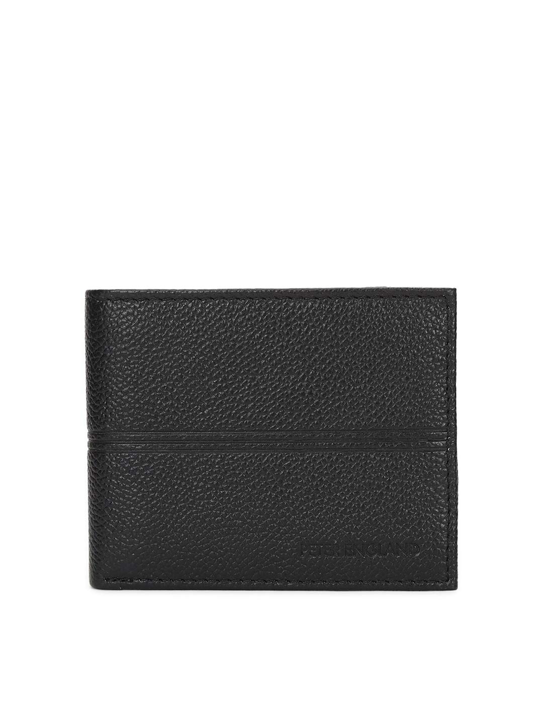 

Peter England Men Black Textured Leather Two Fold Wallet