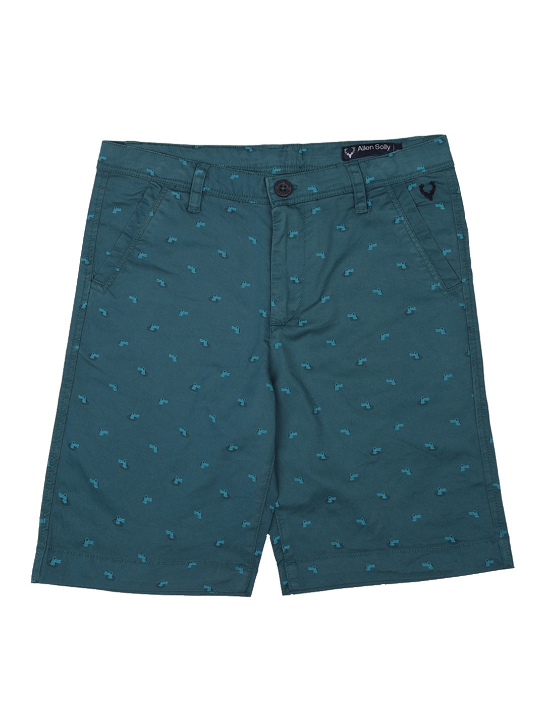 

Allen Solly Junior Boys Teal Conversational Printed Mid-Rise Regular Shorts