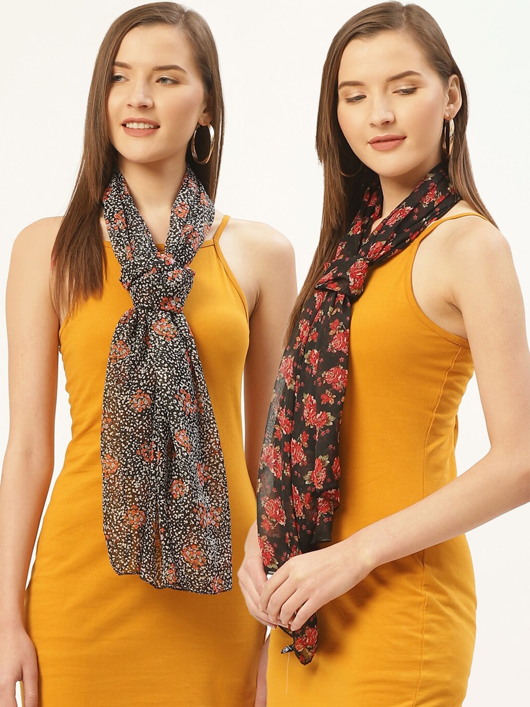 

Trend Arrest Women Set of 2 Black & Red Printed Scarf