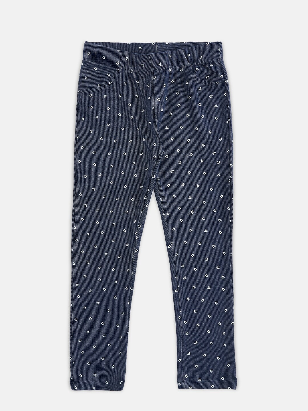 

Pantaloons Junior Girls Navy Blue & White Printed Jeggings