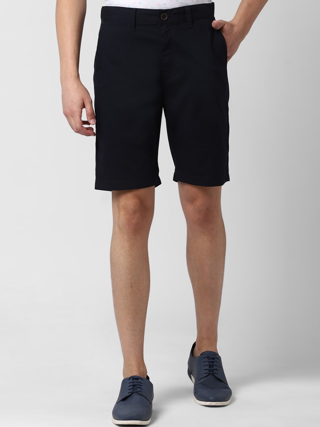 

Peter England Casuals Men Navy Blue Checked Mid-Rise Regular Shorts