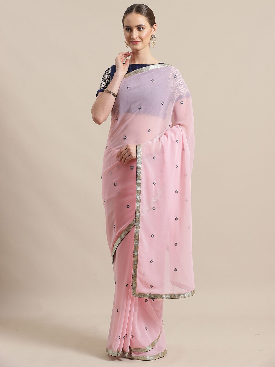 

Saree mall Pink Floral Saree