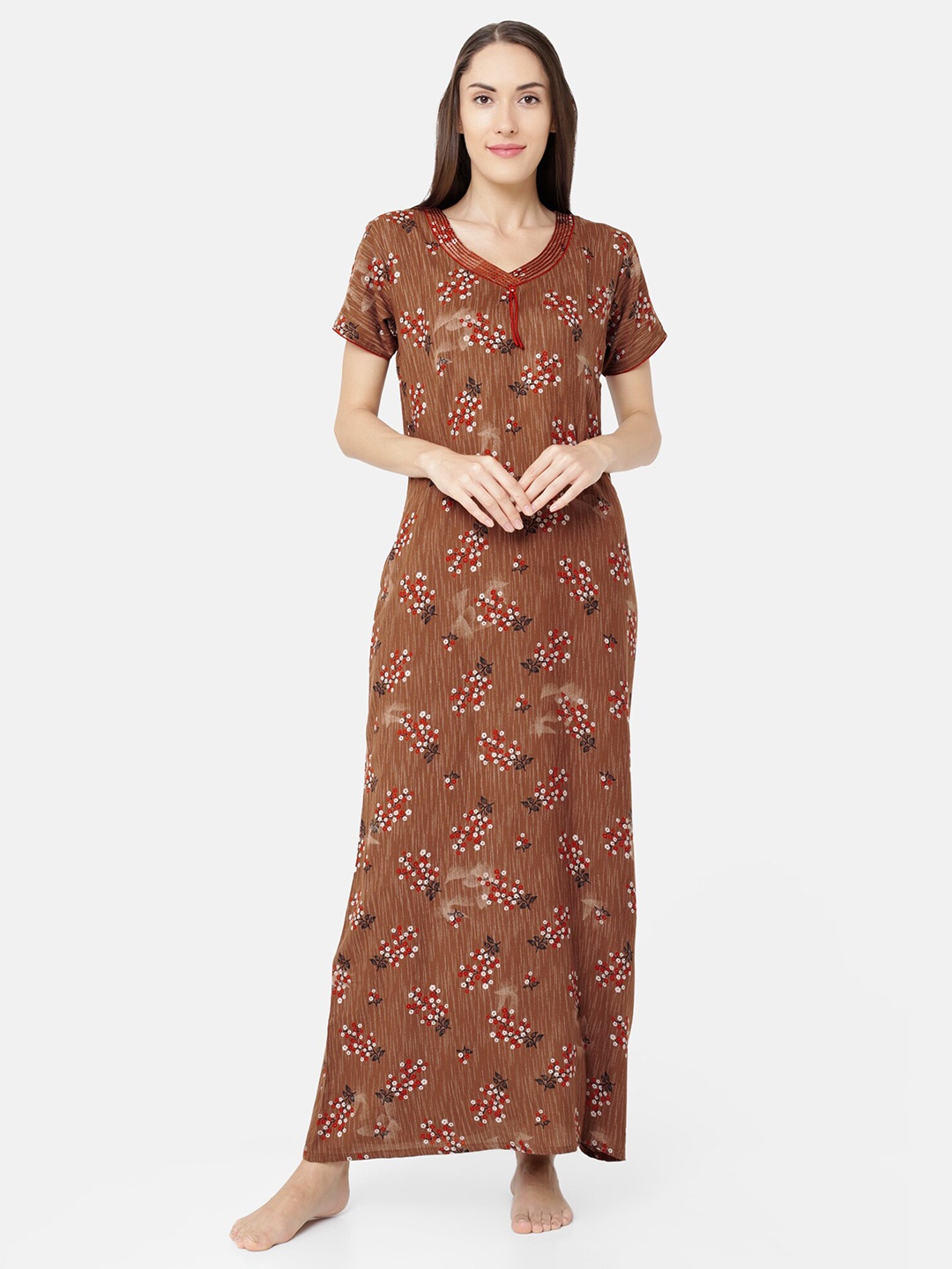 

Sand Dune Printed Alpine A-line Nightrdress, Brown