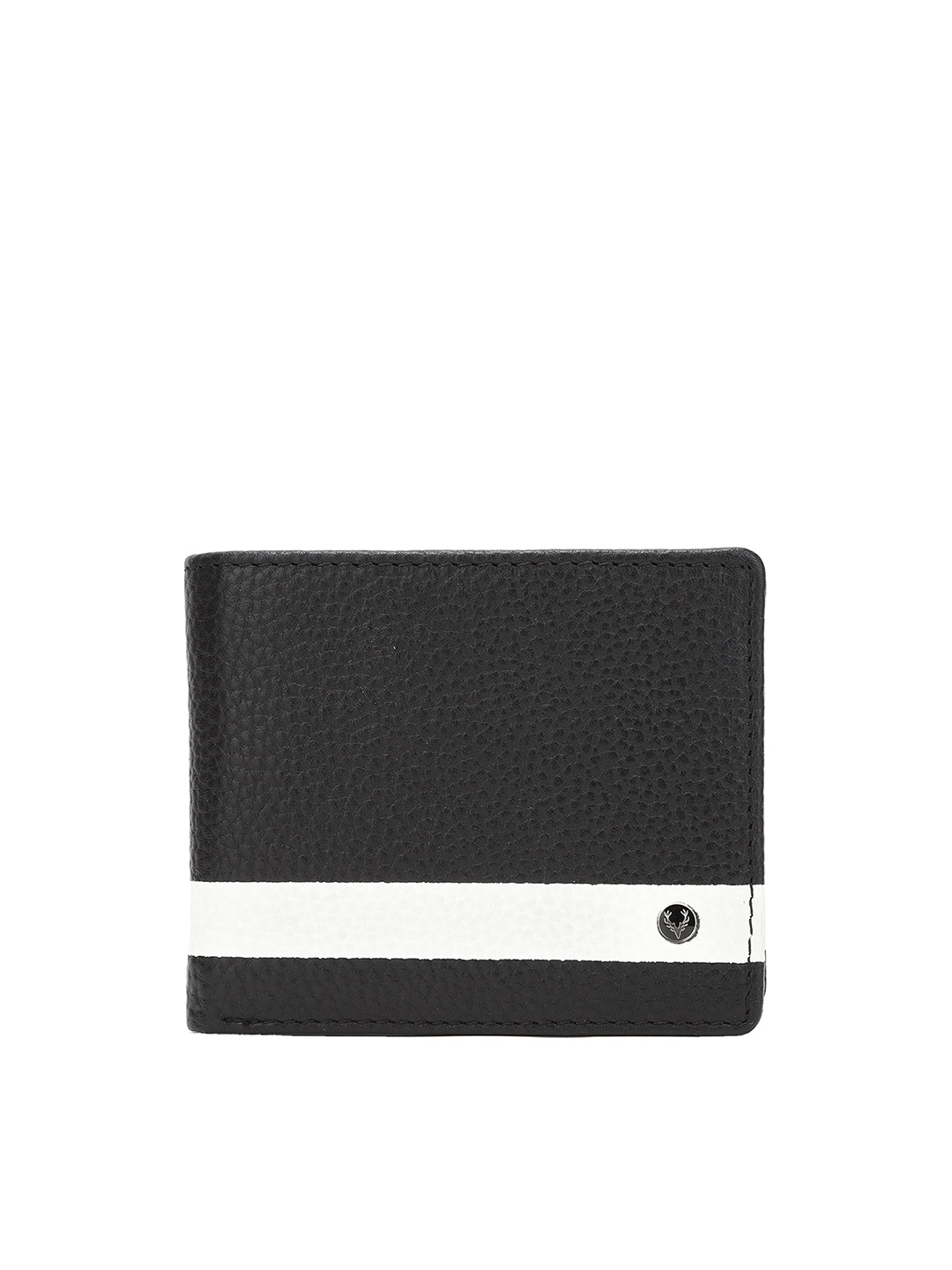 

Allen Solly Men Black & White Colourblocked Solid Leather Two Fold Wallet