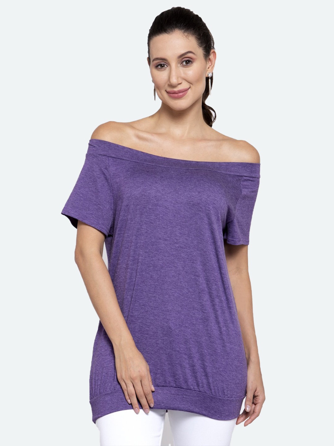 

iki chic Purple Off-Shoulder Bardot Top