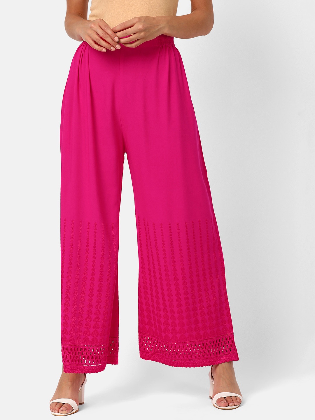 

V2 Value & Variety Women Pink Hem Design Ethnic Palazzos