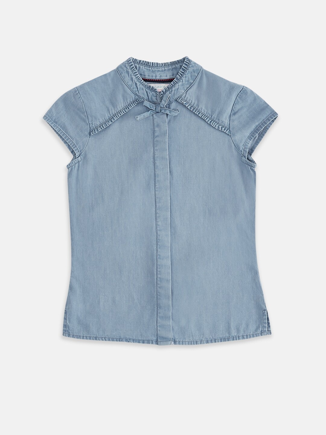 

Pantaloons Junior Blue Mandarin Collar Indigo Regular Top