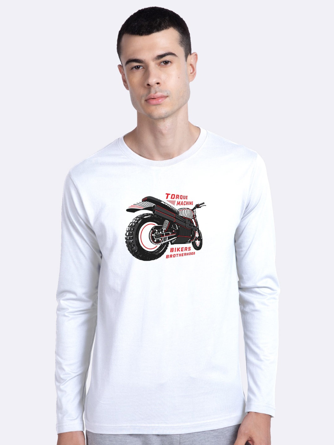

Bewakoof Men White Biker Printed T-shirt