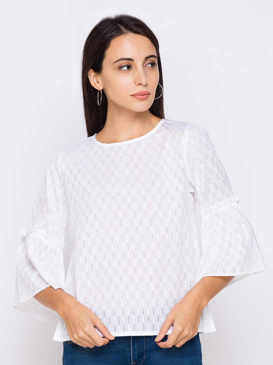

Globus Off White Bell Sleeve Regular Top