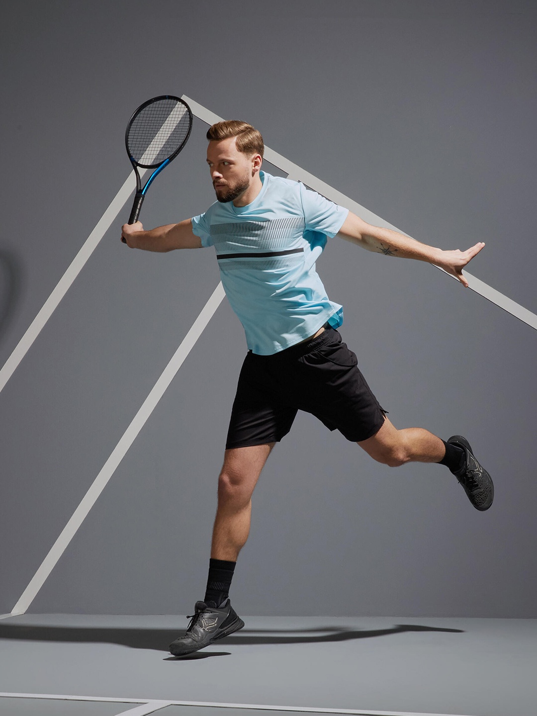 

Artengo By Decathlon Men Ice Blue Printed Tennis T-Shirt
