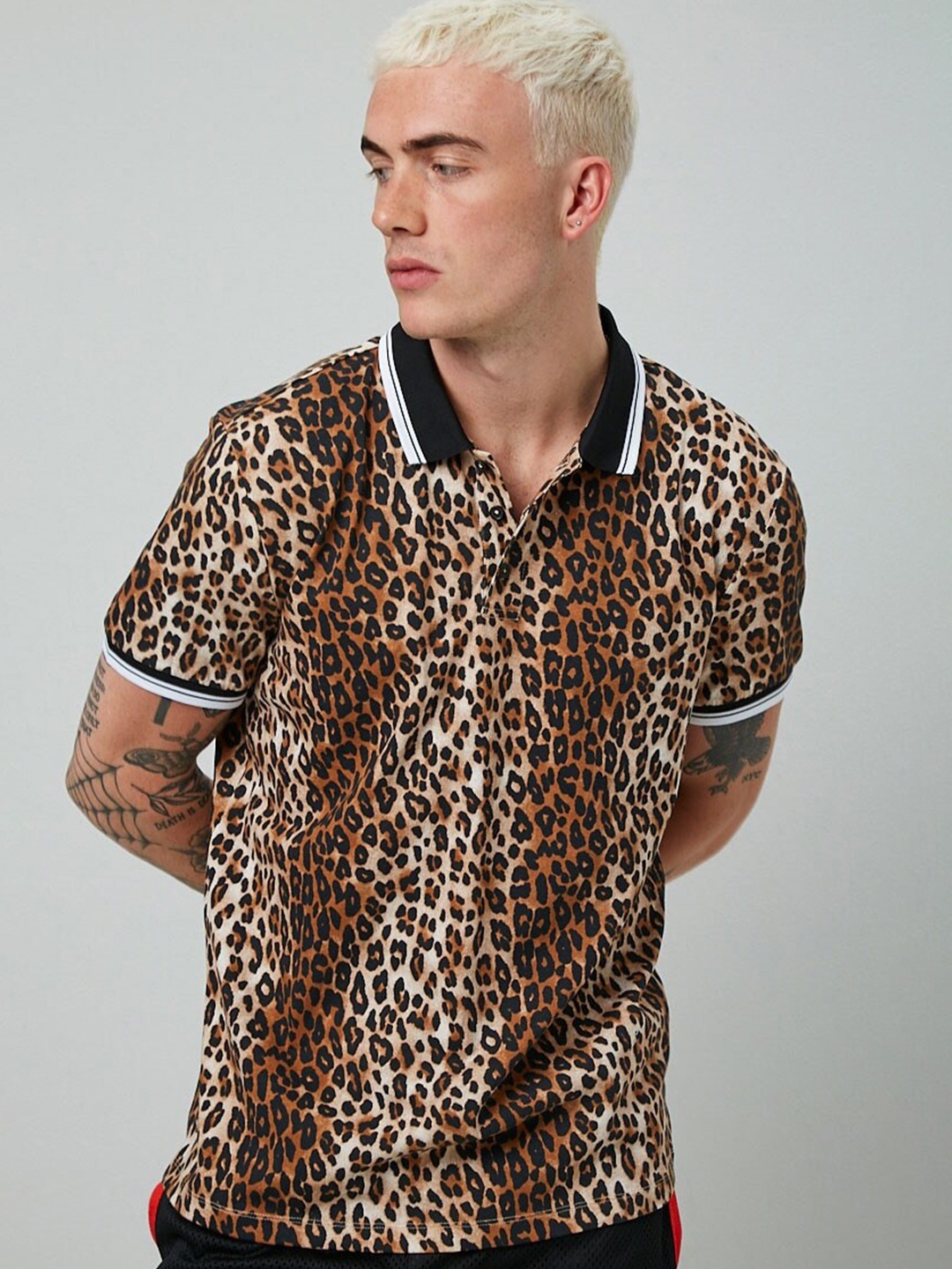 FOREVER 21 Men Multi Printed Polo Collar T-shirt