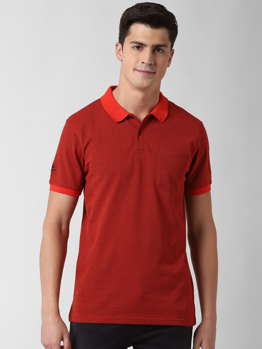 

Peter England Casuals Men Red Polo Collar Slim Fit T-shirt