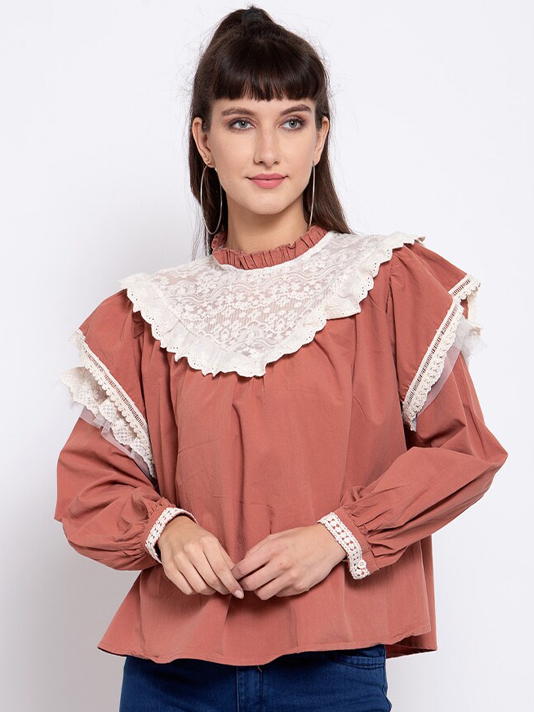 

iki chic Pink Puff Sleeve Regular Top