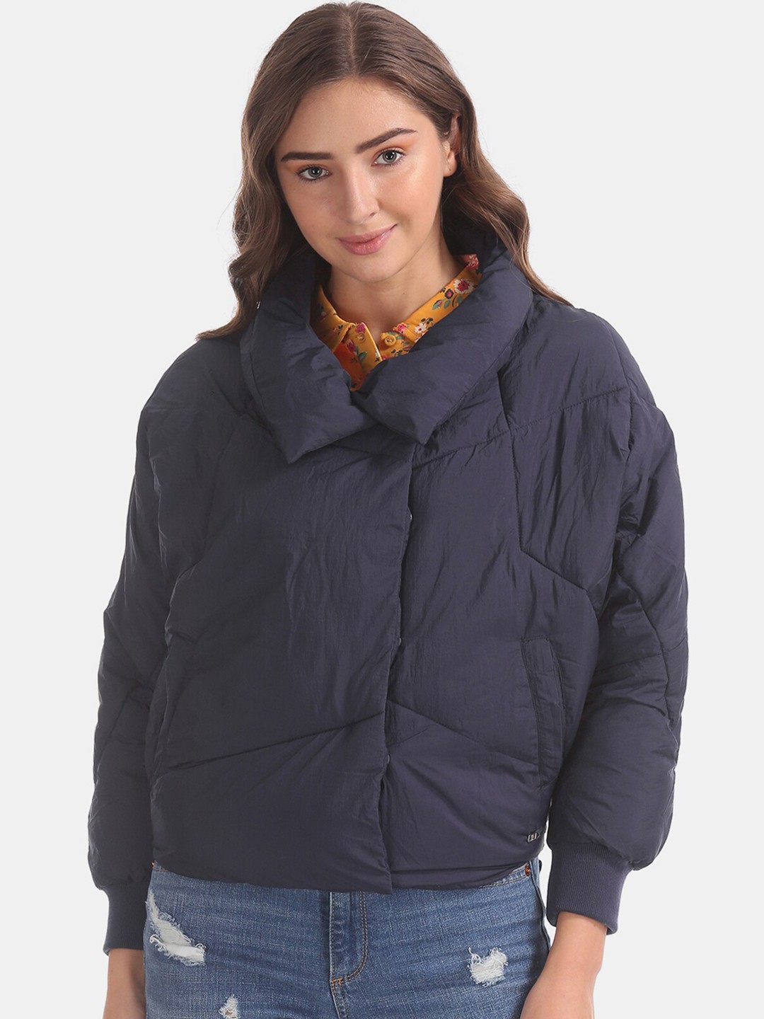 

U S Polo Assn Women Navy Blue Solid Puffer Jacket