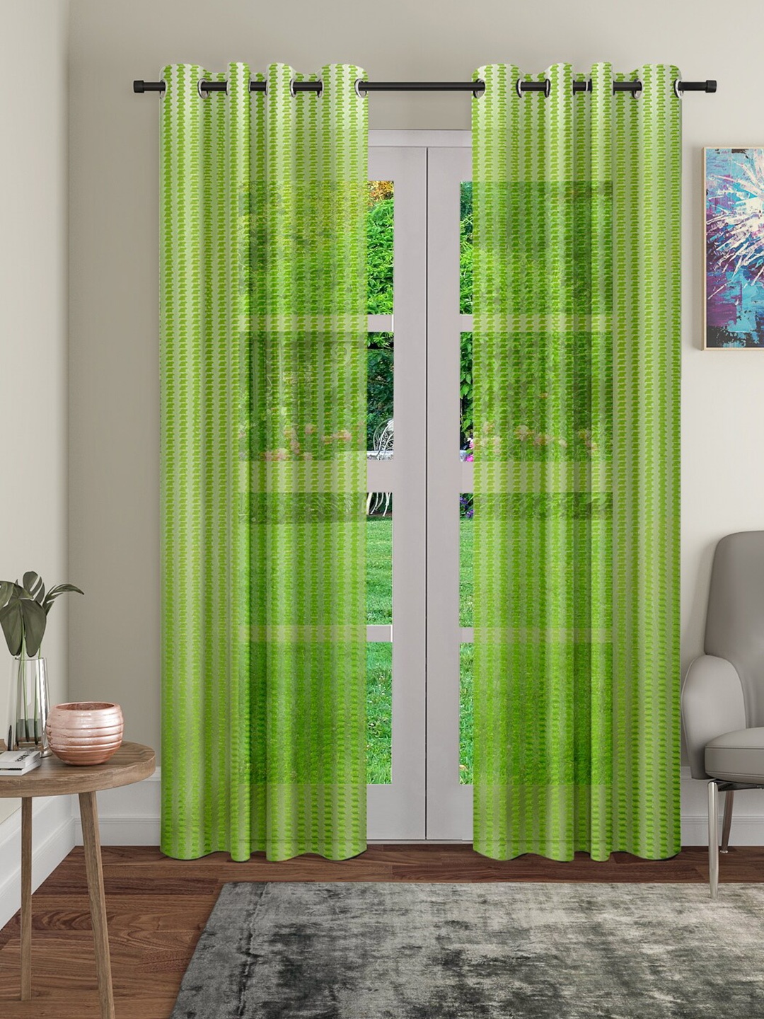 

Cortina Set of 2 Sheer Long Door Curtains, Green