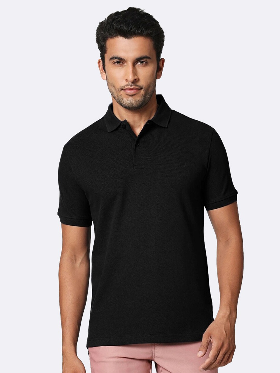 

Bewakoof Men Black Polo Collar T-shirt