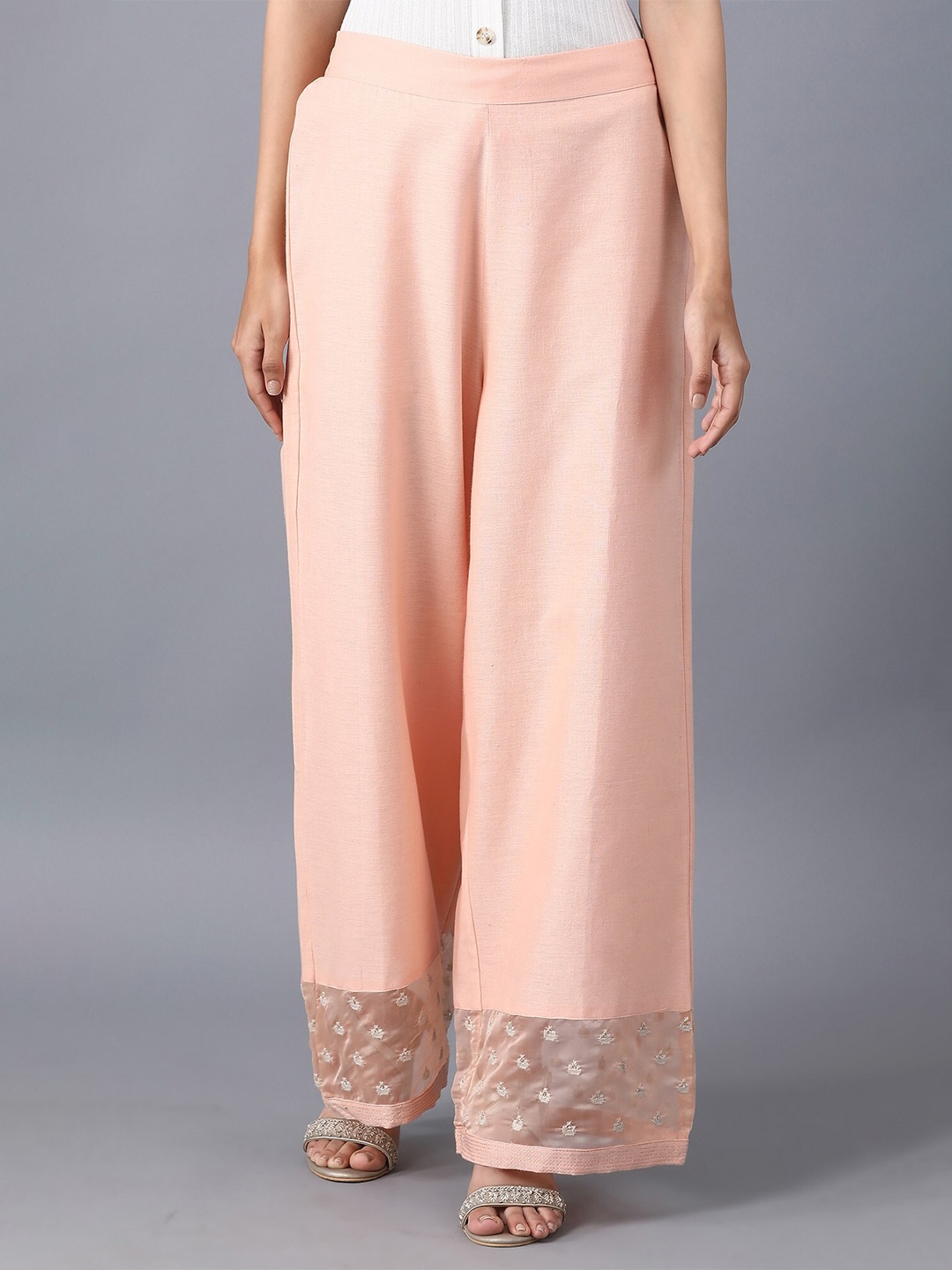 

W Women Pink Hem Design Ethnic Palazzos