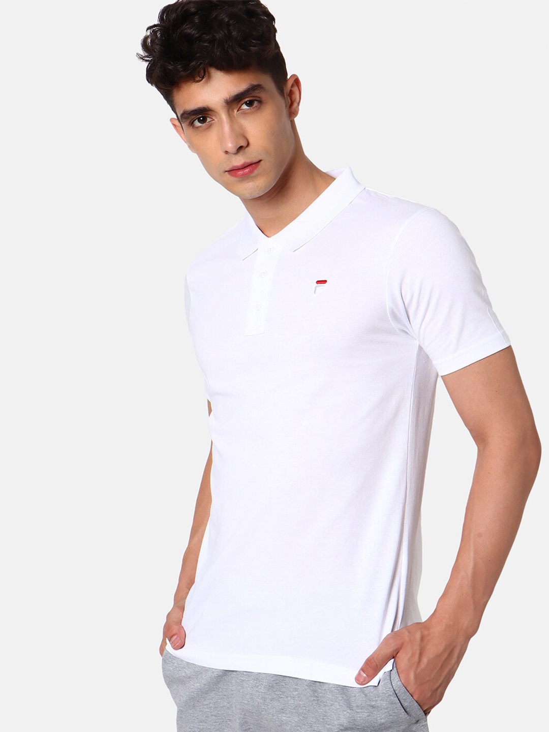 

FILA Men White V-Neck T-shirt