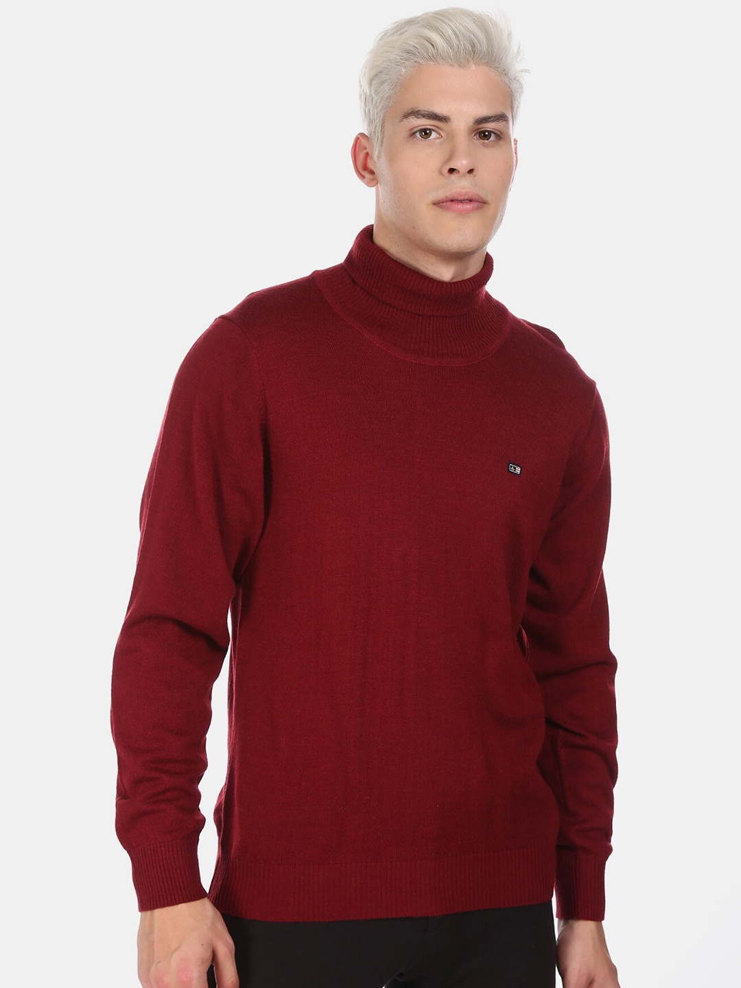 Arrow Sport Men Maroon Turtle Neck Pullover