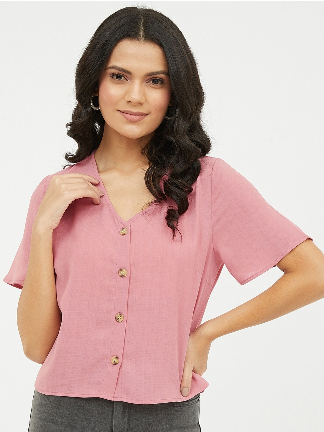 

Harpa Pink Shirt Style Top