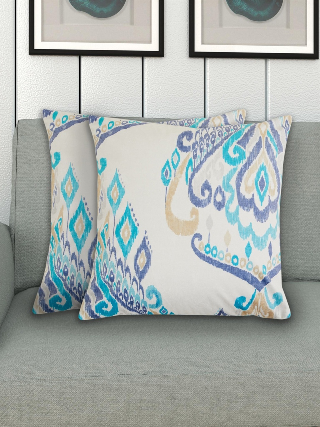 

Home Centre Blue & White Set of 2 Ethnic Motifs Square Cushion Covers