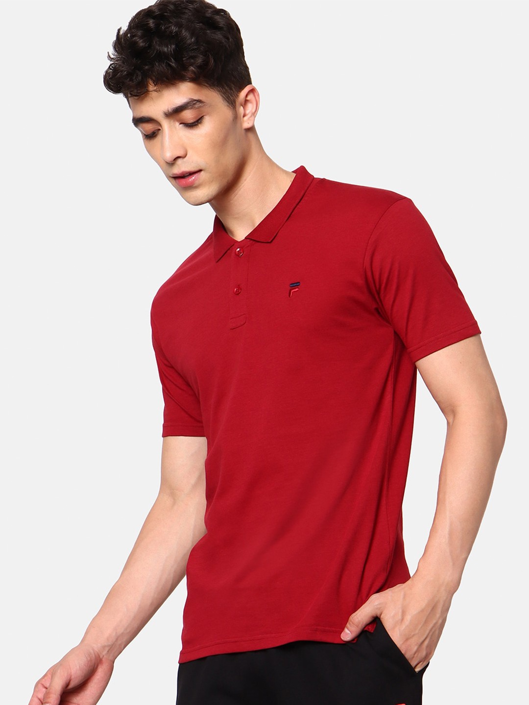 

FILA Men Maroon Polo Collar T-shirt