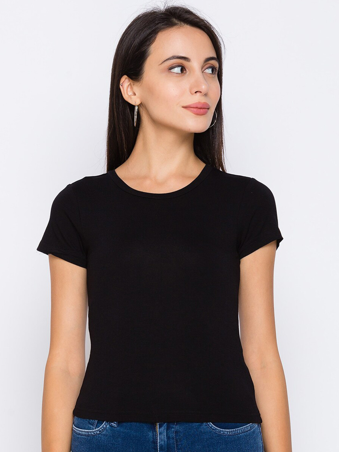 

Globus Women Black Slim Fit T-shirt