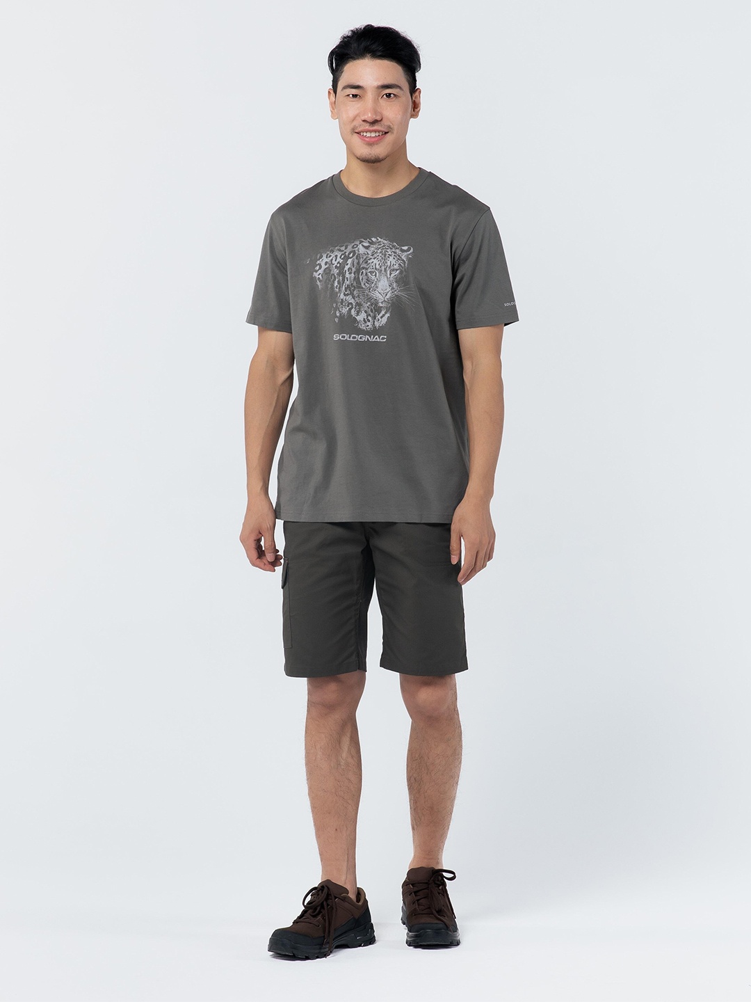 

SOLOGNAC By Decathlon Men Printed Green Oversized Hiking Tshirts, Grey