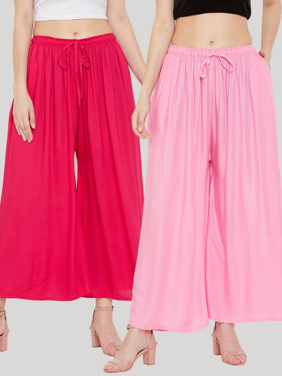 

Clora Creation Women Pink Pack of 2 Flared Knitted Palazzos