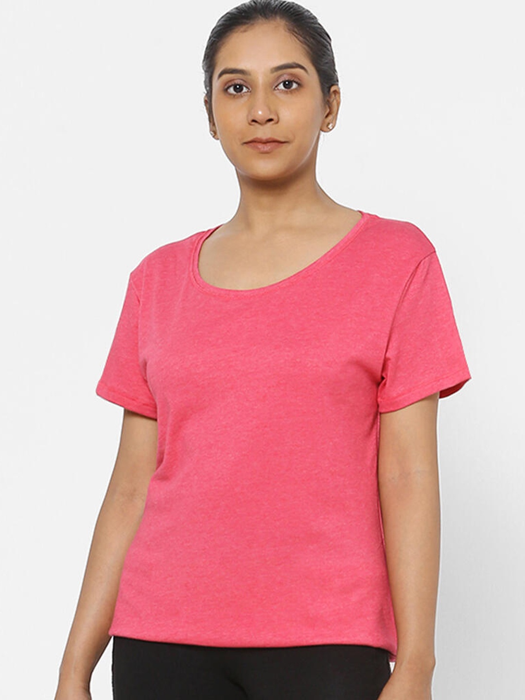 

Domyos By Decathlon Women Pink Yoga Regular-Fit T-shirt