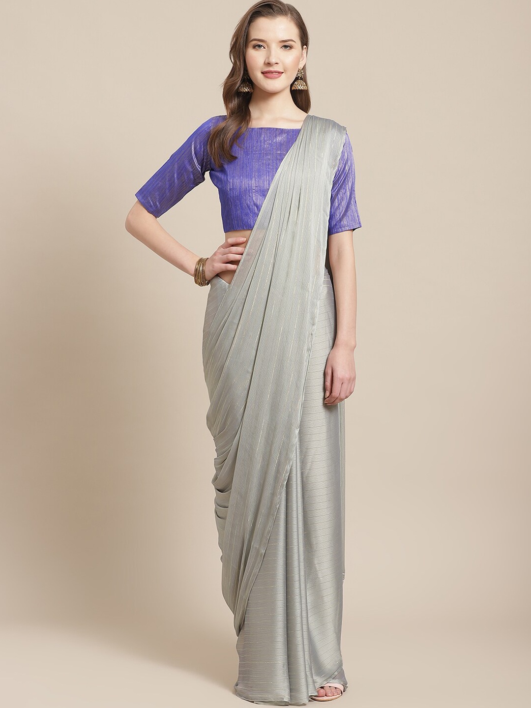 

Saree mall Grey Solid Poly Georgette Sarees