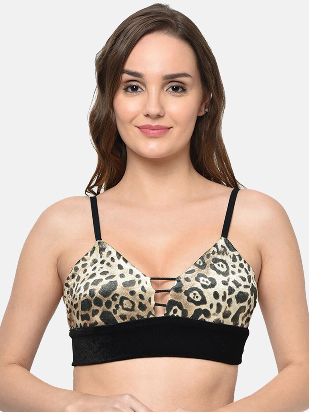 

PRETTYBOLD Beige & Black Animal Bralette Bra Full Coverage PBN-1263