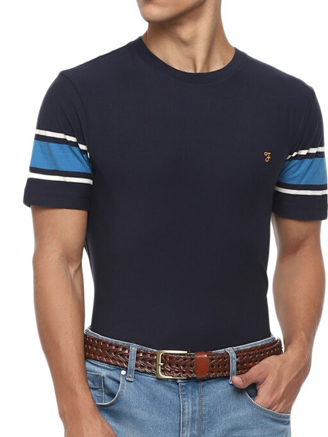 

Farah Men Navy Blue Solid T-shirt