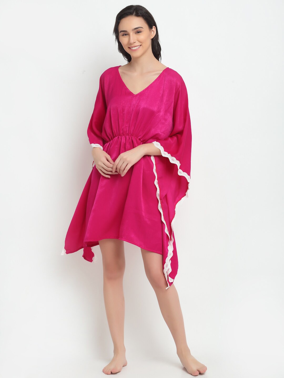 

EROTISSCH Pink Solid Kaftan Nightdress