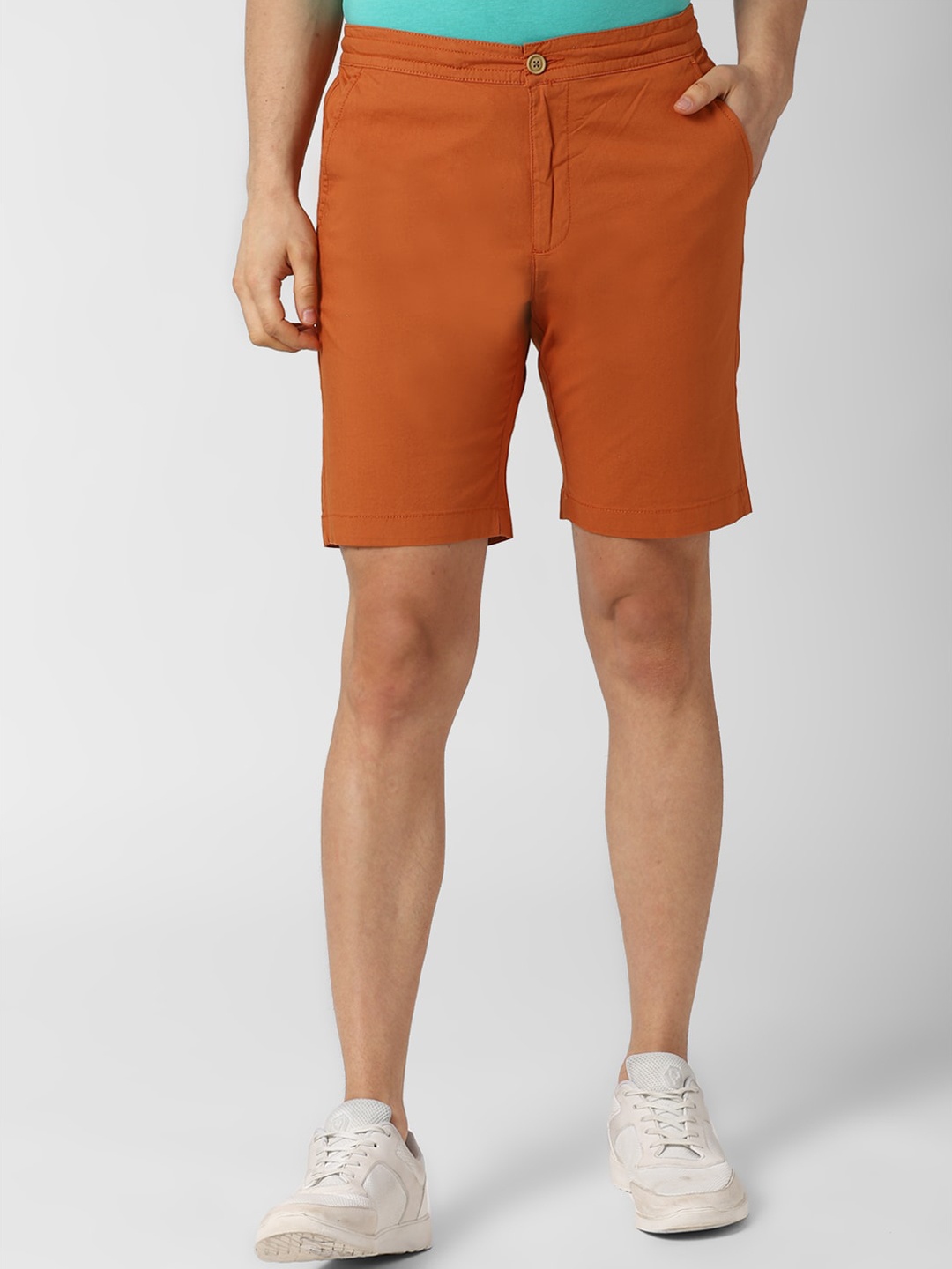 

Peter England Casuals Men Orange Mid-Rise Chino Shorts