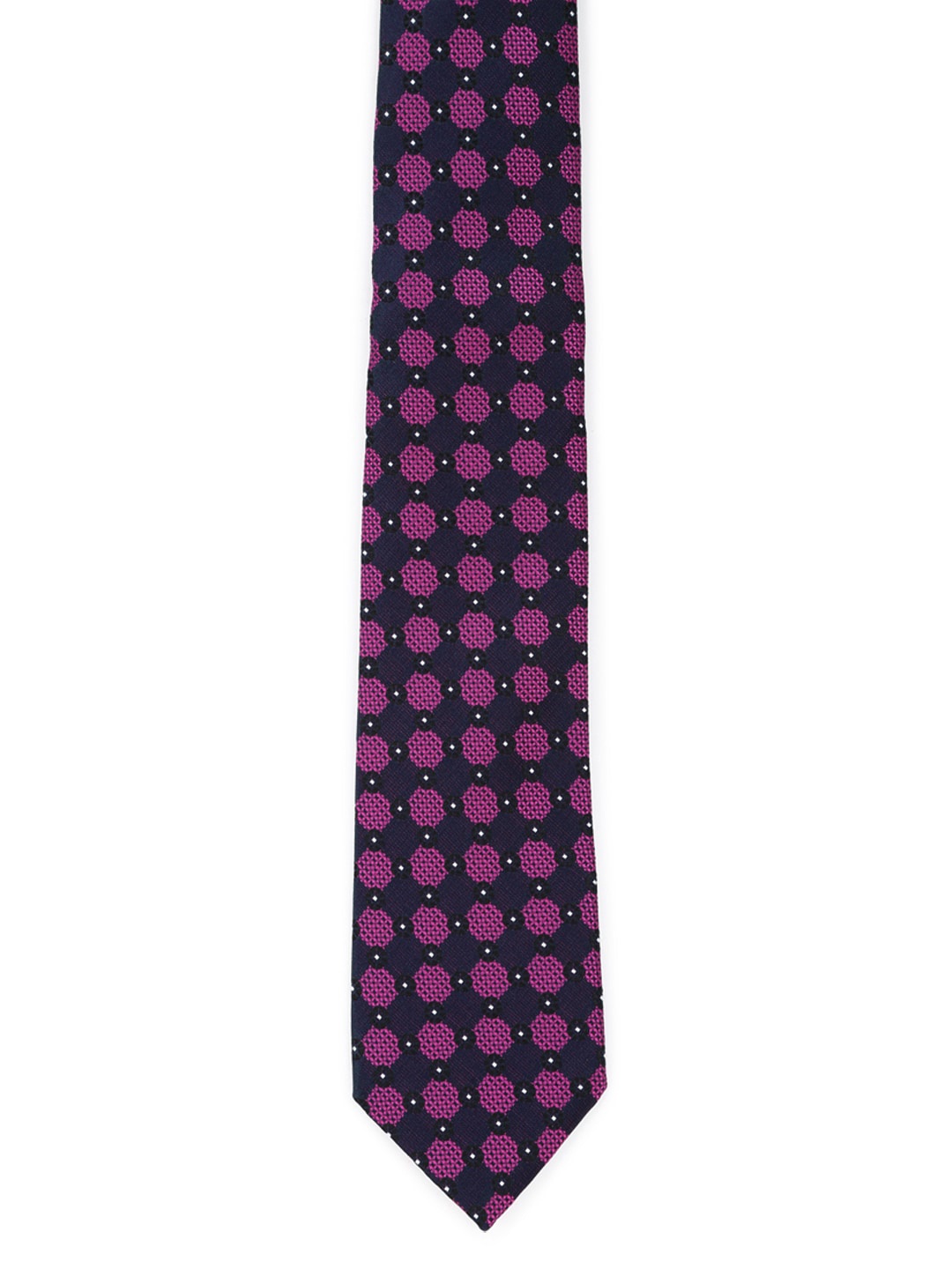 

Peter England Men Purple & Black Woven Design Broad Tie