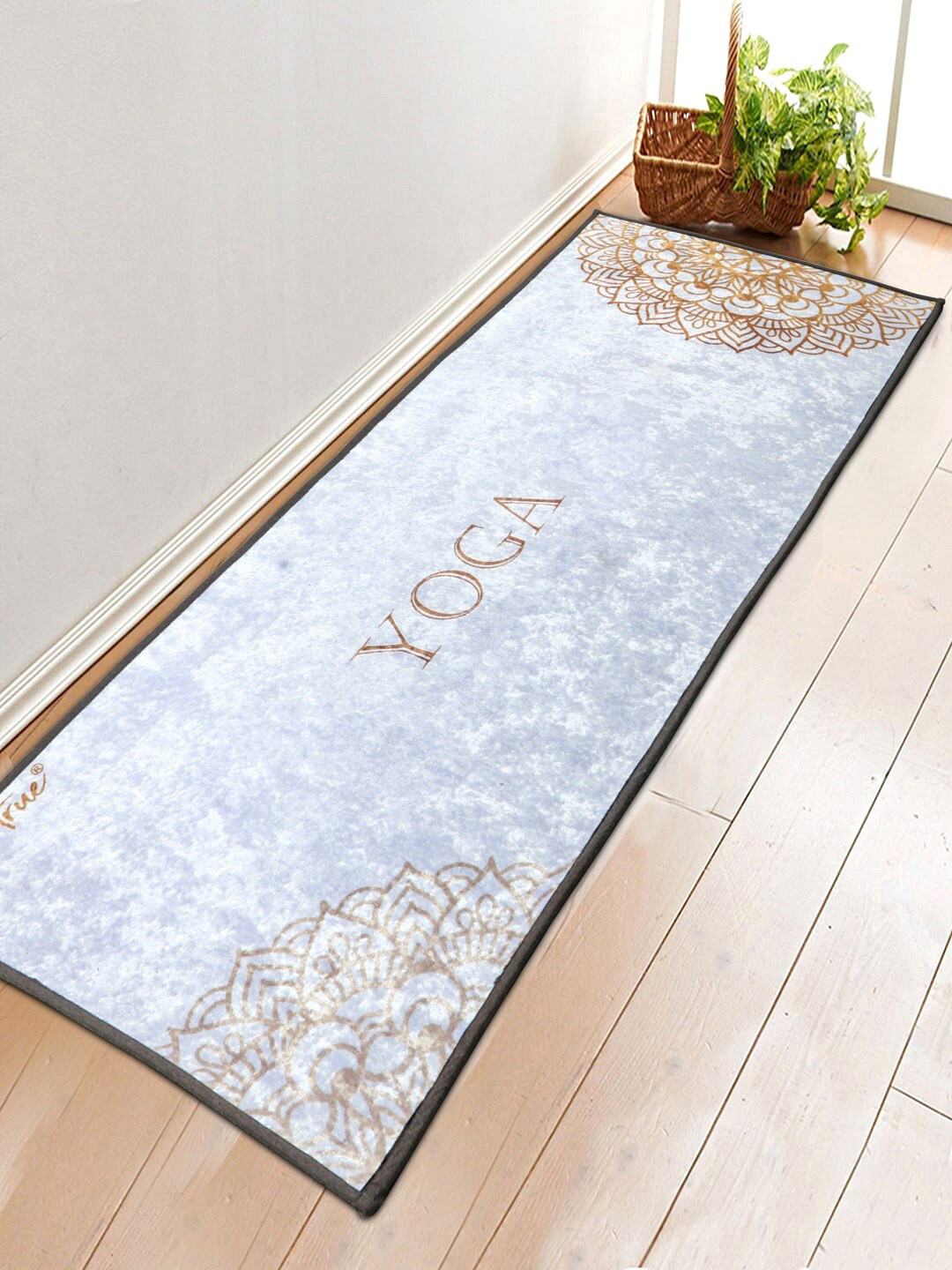 

BELLA TRUE White & Brown Digital Printed Ethnic Motif Anti-Skid Yoga Mat
