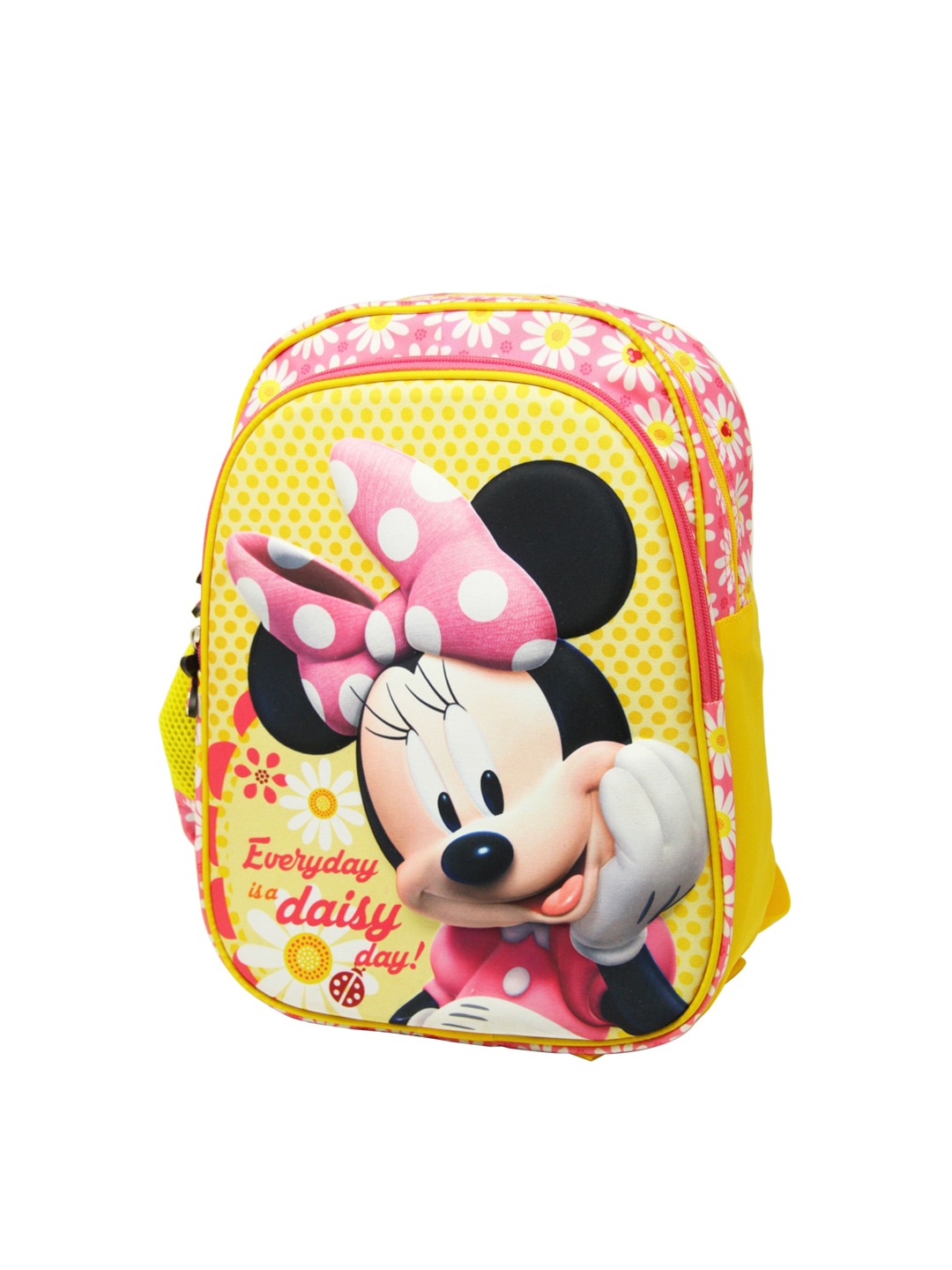 

Disney Girls Yellow & Pink MINNIE MOUSE Graphic Print Backpack With Compression Straps