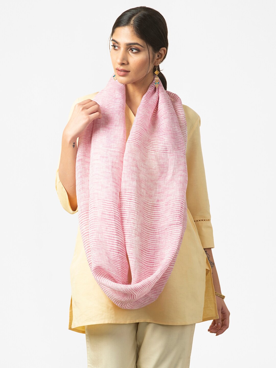 

Fabindia Women Purple & White Striped Stole
