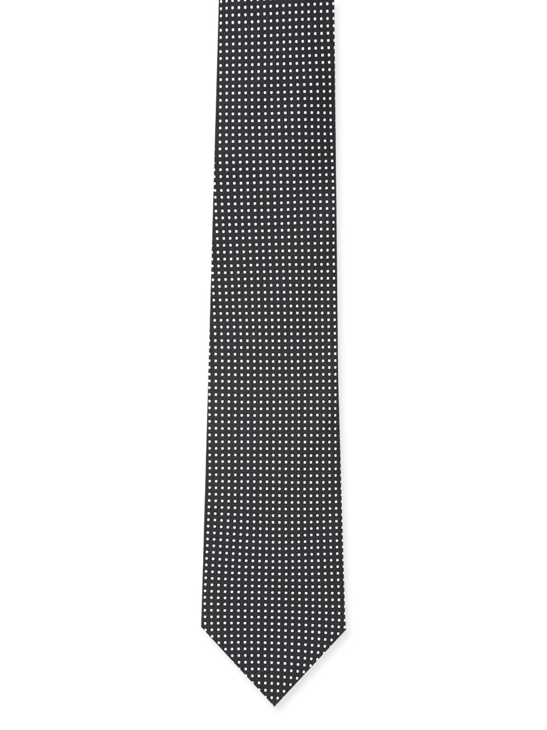 

Peter England Men Grey & White Woven Design Broad Tie