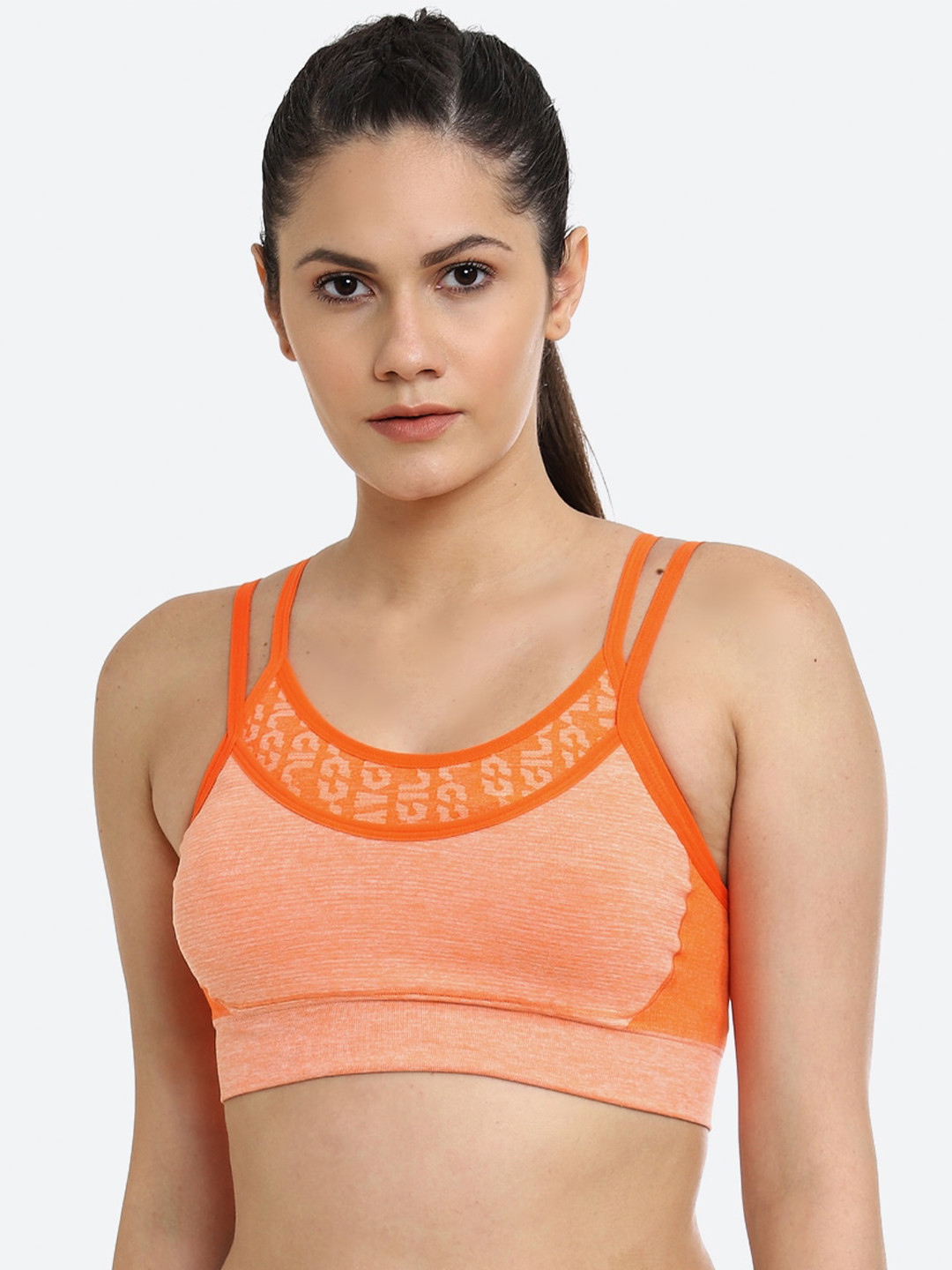 

ASICS Orange Full Coverage W CROPPED LOGO SEAMLESS Training Bra 2032B791