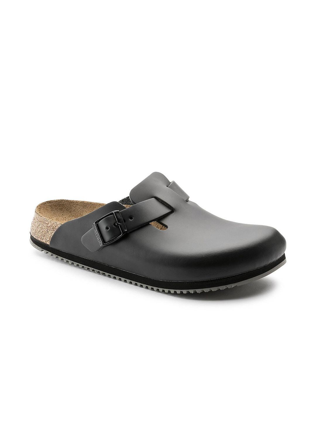 

Birkenstock Unisex Black Regular Width Boston Super Grip Natural Leather Clogs