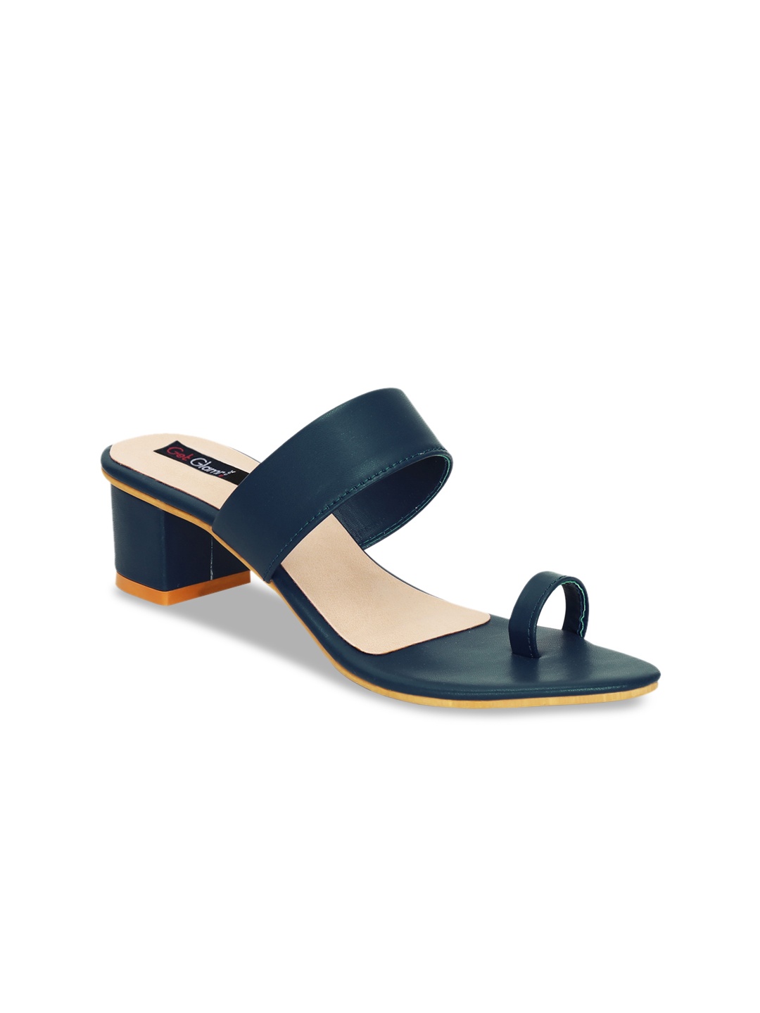 

Get Glamr Navy Blue Block Sandals