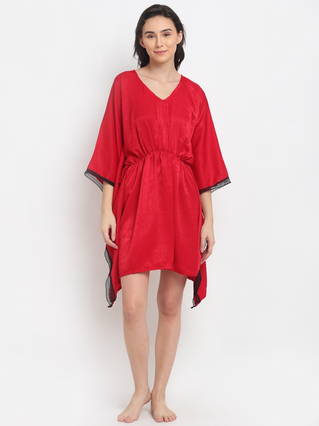 

EROTISSCH Red Satin Kaftan Nightdress