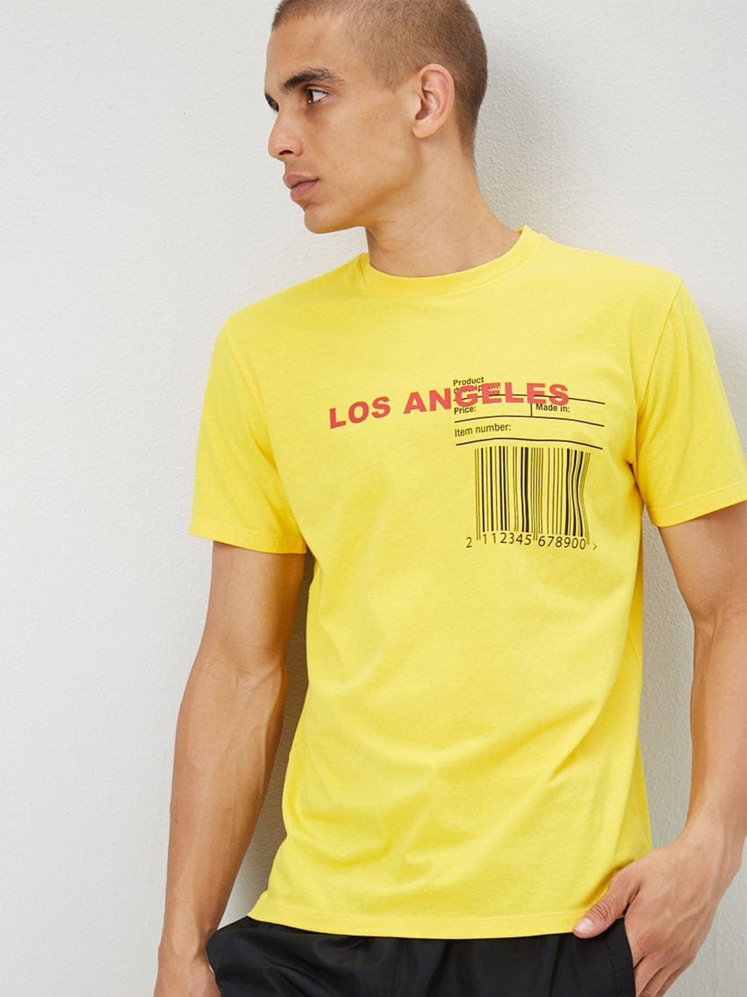 FOREVER 21 Men Yellow Typography Printed T-shirt