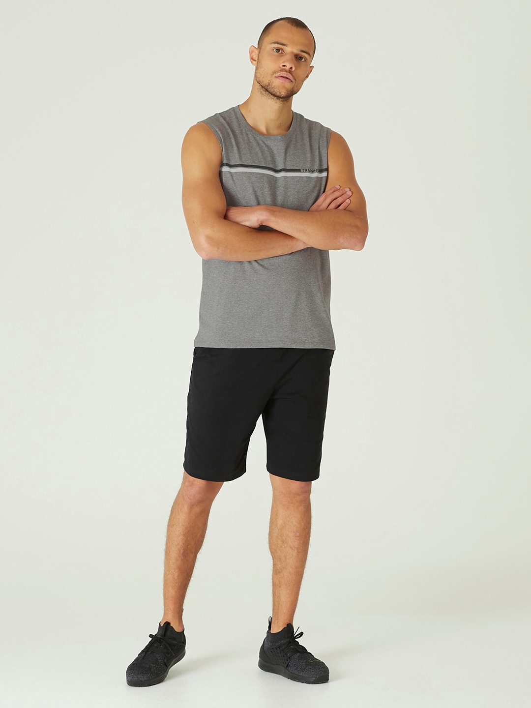 

NYAMBA By Decathlon Men Grey Cotton Gym Tank Regular Fit 500