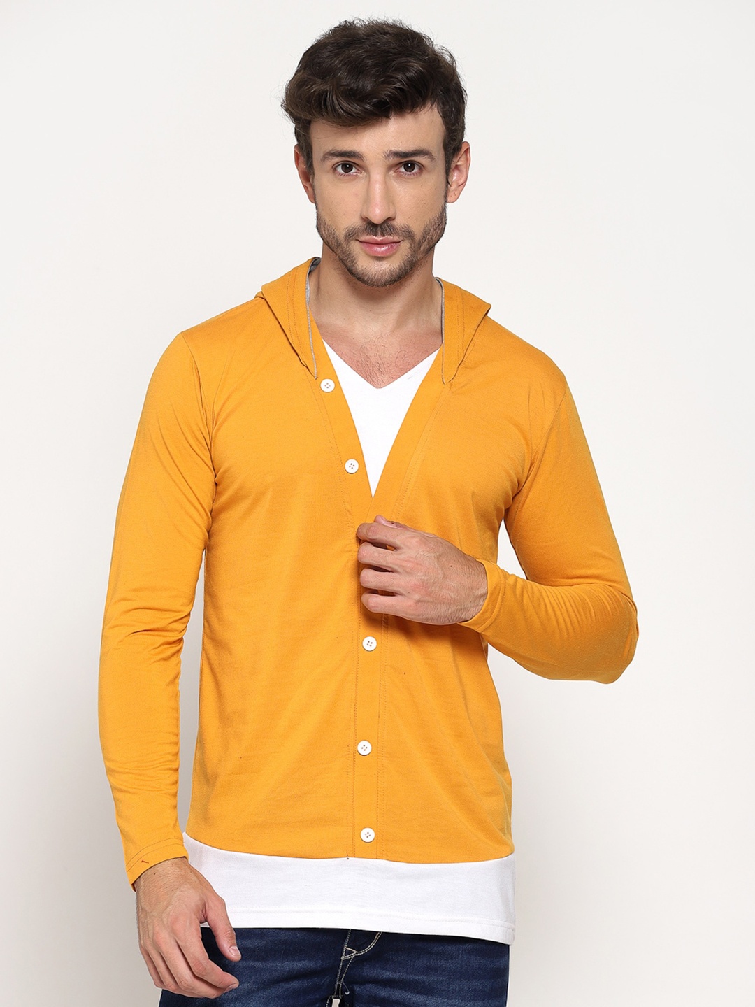 

PAUSE SPORT Men Mustard Yellow Solid T-shirt