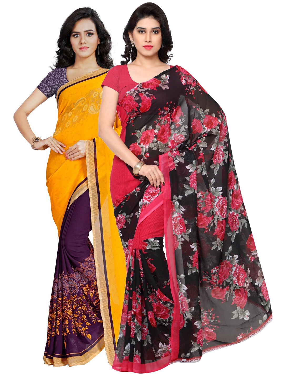 

ANAND SAREES Multi Floral Pack of 2 Saree